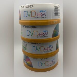 Lot Of 4 Memorex DVD+RW 4x 4.7 GB 120 min Rewritable 25 Pack Spindle New Sealed